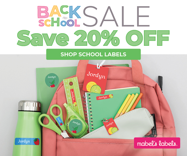 Get 20% off school labels at Mabel's Labels