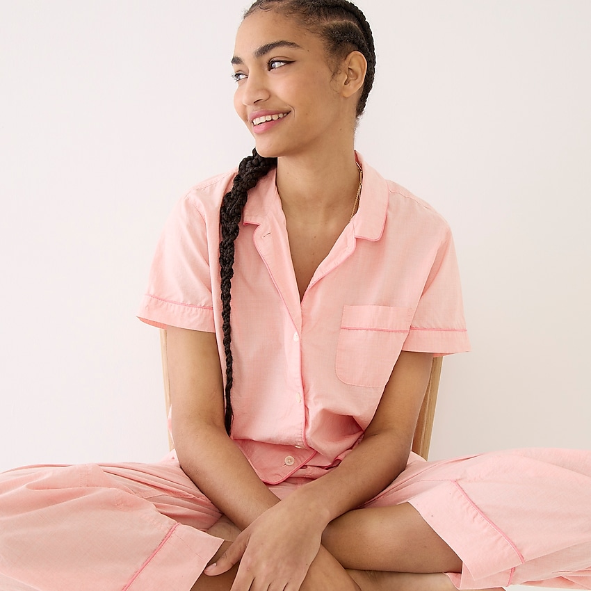 J.Crew: End-on-end Cotton Short-sleeve Pajama Set For Women