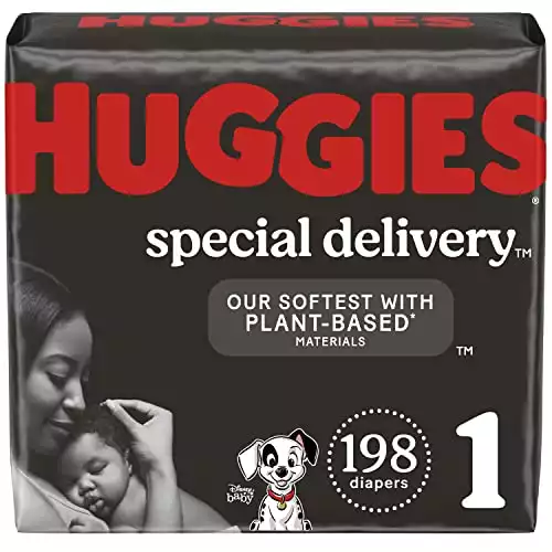 Hypoallergenic Baby Diapers Size 1 (8-14 lbs), Huggies Special Delivery, Fragrance Free, Safe for Sensitive Skin, 198 Ct