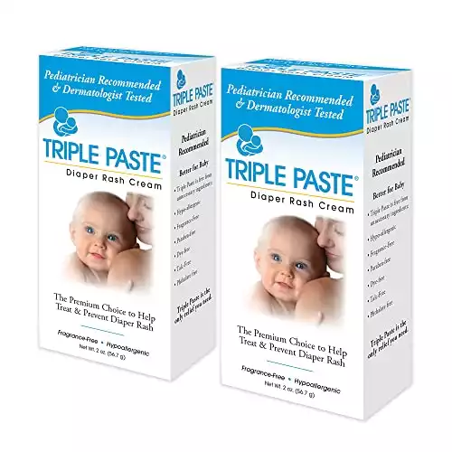 Triple Paste Diaper Rash Cream, Hypoallergenic Medicated Ointment for Babies, 2 oz (Pack of 2)