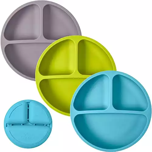3-Piece Set: 100% Silicone Plates for Toddlers
