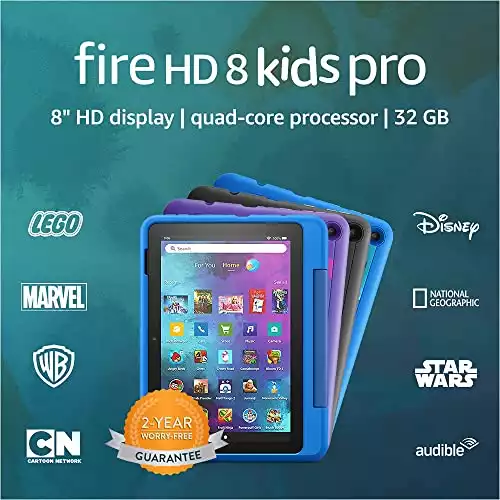 Fire HD 8 Kids Pro tablet, 8" HD, ages 6–12, 32 GB, (2021 release), Sky Blue
