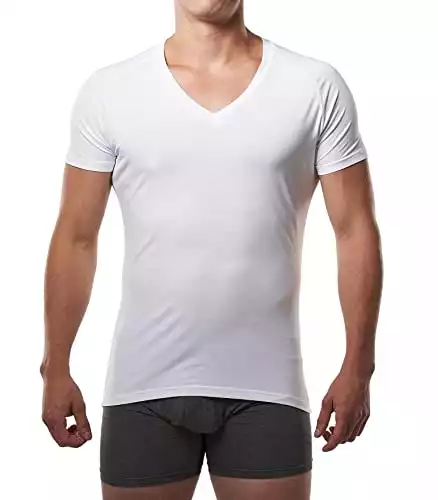 Mr. Davis Comfort Fit Premium Bamboo Viscose Tailored Cut V Neck Men's Undershirt Size Medium in White