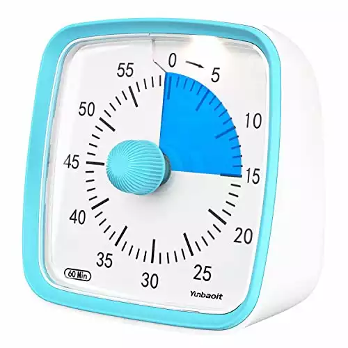 Yunbaoit Visual Timer with Night Light, 60-Minute Countdown Timer for Kids and Adults, Silent Classroom Timer , Time Management Tool for Home, School, or Work (Light Blue)