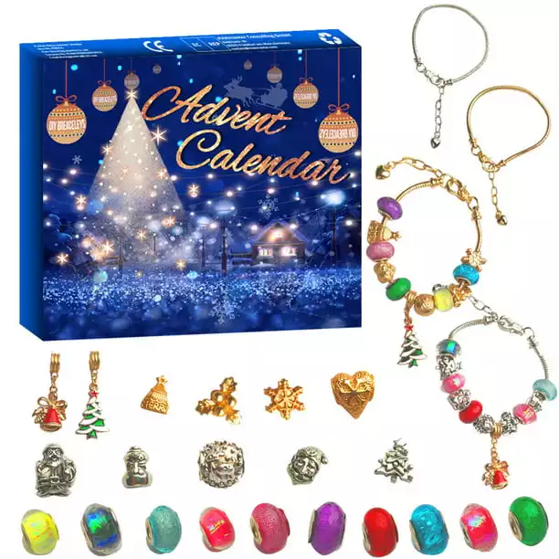 Christmas Advent Calendar 2022, DIY Girls Bracelet Making Kit, 24 Days Jewelry Countdown Christmas Advent Calendar Christmas Gifts for Kids Girls Teens Adult