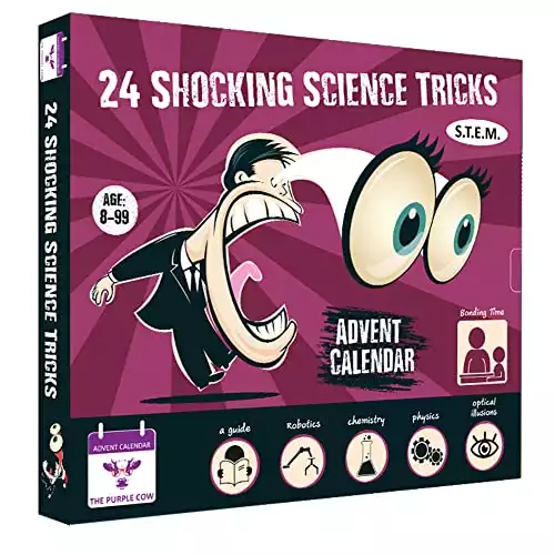 NEW 2022 Advent Calendar SHOCKING SCIENCE by The Purple Cow. 24 Jaw-dropping Science Tricks for Kids aged 8 and above. The perfect S.T.E.M gift!