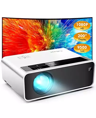 Mini Projector, CiBest Outdoor Projector 1080P Full HD, 2023 Upgraded 9500L Portable Projector, Small Home Movie Projector 200