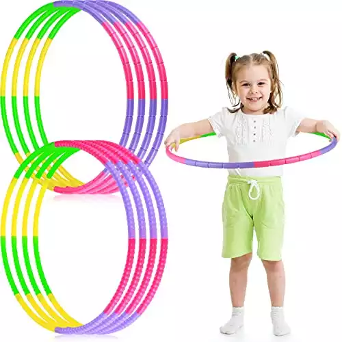 8 Pack Exercise Hoop for Boys Girls Adjustable Detachable Length Toy Color Plastic Hoop for Fitness Sport Playing Gymnastics Adults Party Games Pet Training Equipment