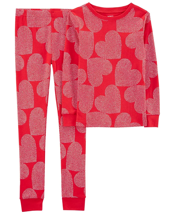 hearts two-piece valentines day pajamas