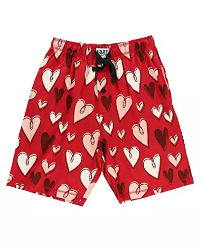 hearts unisex valentines day pajama shorts