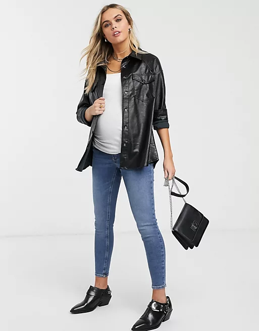 Topshop Maternity over bump Jamie jeans in mid blue | ASOS