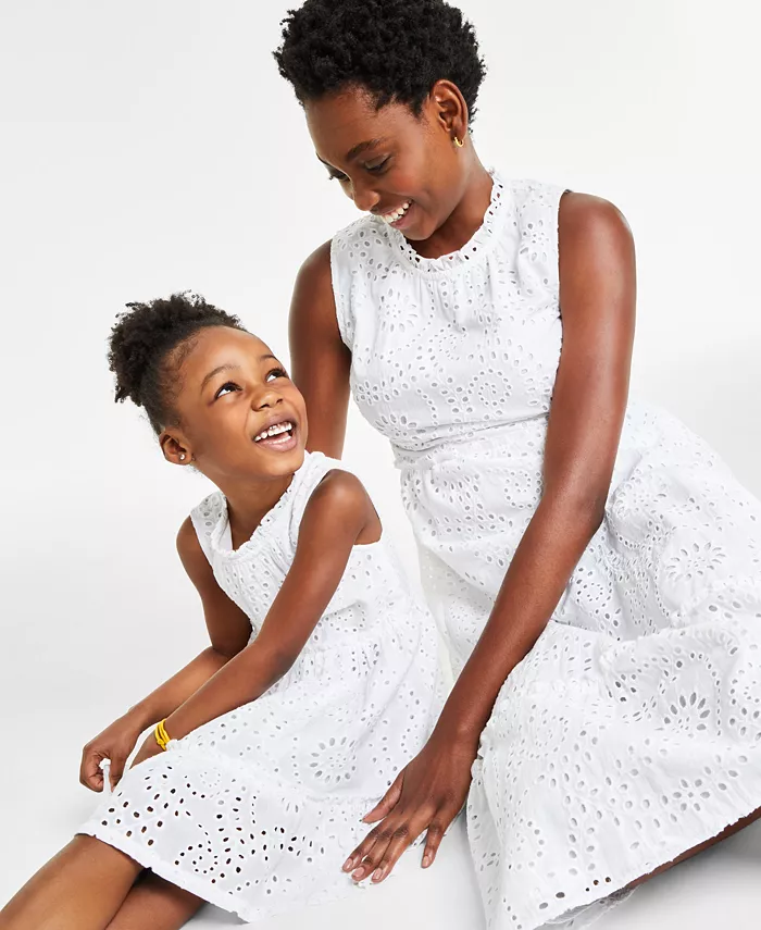 Macys | Mommy & Me Cotton Tiered-Skirt Eyelet Dresses